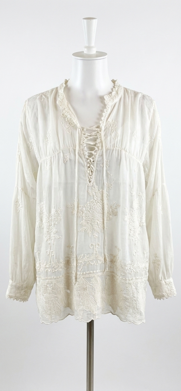 NEW JOHNNY WAS feather lara blouse in shell